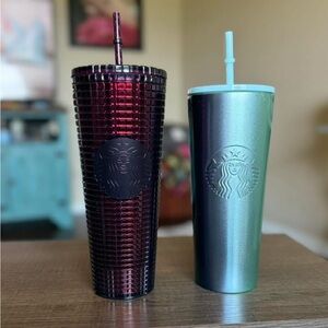 Starbucks Burgundy and Teal Tumbler Duo set